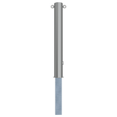 RVS uitneembare afzetpaal, Ø102x900mm, met driekantslot en 2 kettingogen, ingegraven in beton.