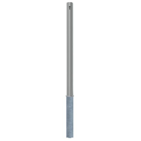 Uitneembare RVS afzetpaal, Ø60 x 900 mm, met cilinderslot optie, op een witte achtergrond.