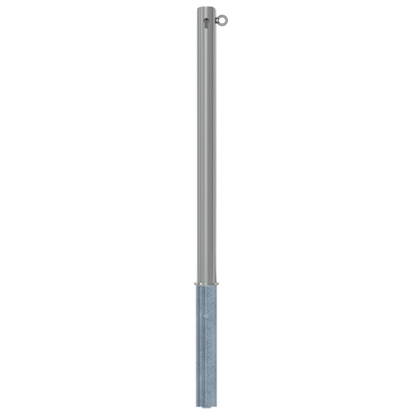Uitneembare RVS afzetpaal Ø60 x 900 mm met cilinderslot en één kettingoog.