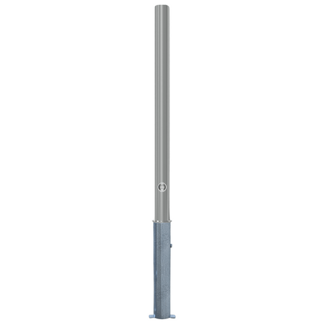 Uitneembare RVS afzetpaal, Ø60 x 900 mm, met driekantslot optie, op een witte achtergrond.