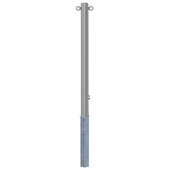 Uitneembare RVS afzetpaal, Ø60 x 900 mm, met driekantslot en 2 kettingogen.