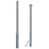 Uitneembare RVS afzetpaal Ø60 x 900 mm met slot opties, inclusief grondanker en sleutel.
