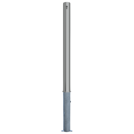 Uitneembare RVS afzetpaal, Ø76 x 900 mm, met cilinderslot optie, glanzend zilver.