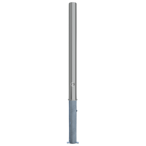 RVS uitneembare afzetpaal, Ø76 x 900 mm, met driekantslot optie en grijze grondhuls.