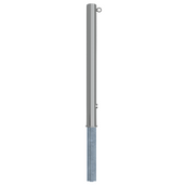 RVS uitneembare afzetpaal, Ø76x900mm, met driekantslot en 1 kettingoog, op witte achtergrond.