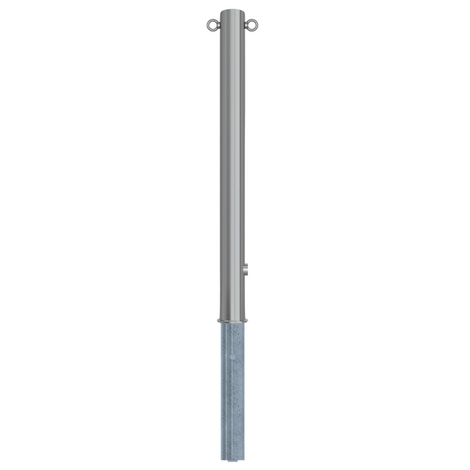 RVS uitneembare afzetpaal, Ø76x900mm, met driekantslot en 2 kettingogen.