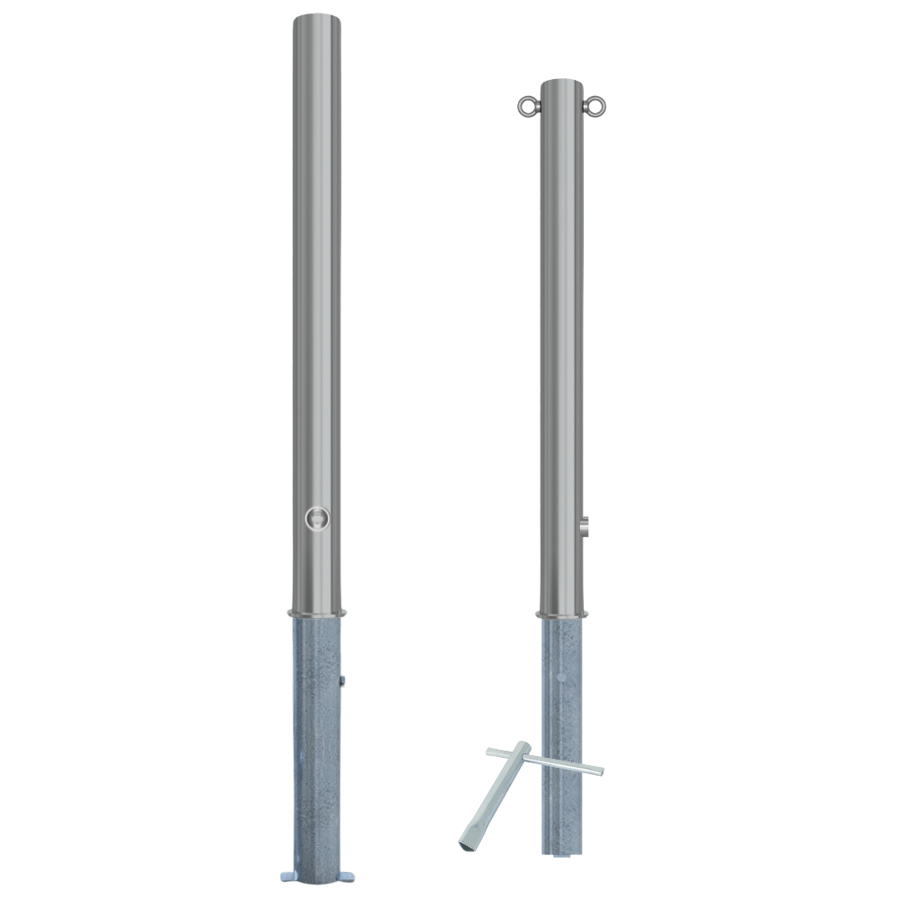 Uitneembare afzetpaal RVS | Ø76 x 900 mm | Met slot opties