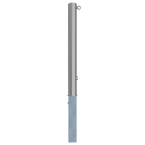 RVS uitneembare afzetpaal, Ø89 x 900 mm, met driekantslot en 1 kettingoog.
