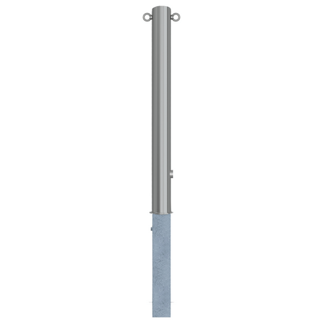 RVS uitneembare afzetpaal, Ø89 x 900 mm, met driekantslot en 2 kettingogen.