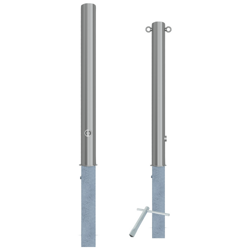 Uitneembare afzetpaal RVS | Ø89 x 900 mm | Met slot opties
