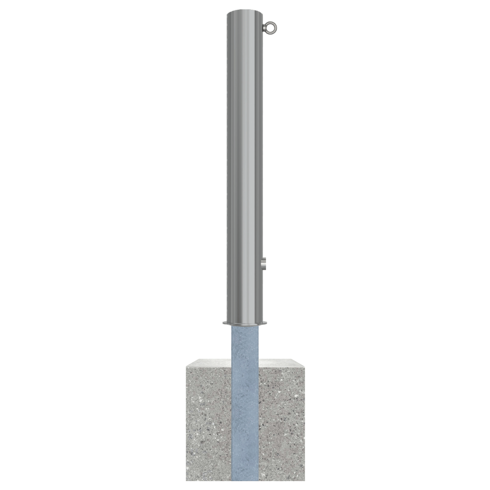 Uitneembare RVS afzetpaal Ø102 mm met betonvoet | Met slot opties