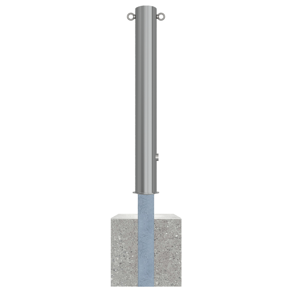 Uitneembare RVS afzetpaal Ø102 mm met betonvoet | Met slot opties
