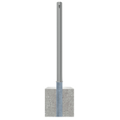 RVS afzetpaal Ø60 mm met betonvoet, uitneembaar, cilinderslot optie.