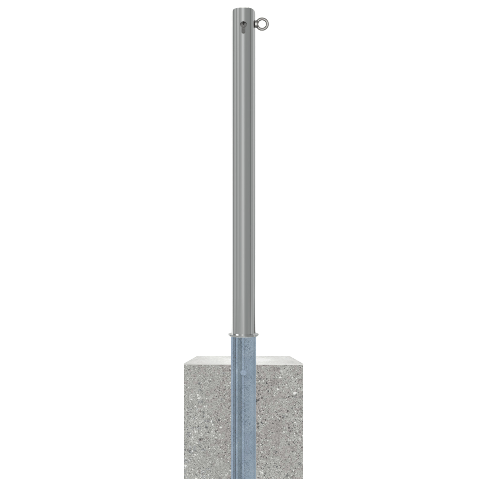 Uitneembare RVS afzetpaal Ø60 mm met betonvoet | Met slot opties
