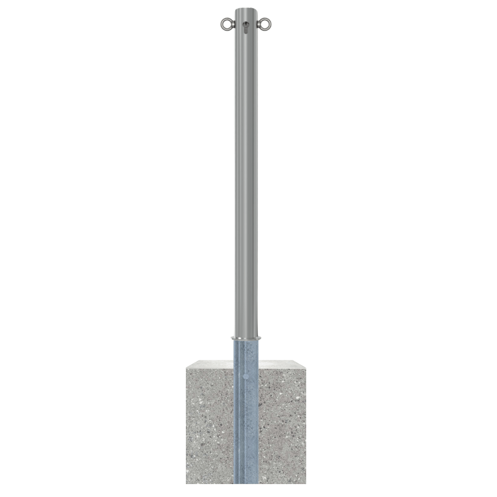 Uitneembare RVS afzetpaal Ø60 mm met betonvoet | Met slot opties