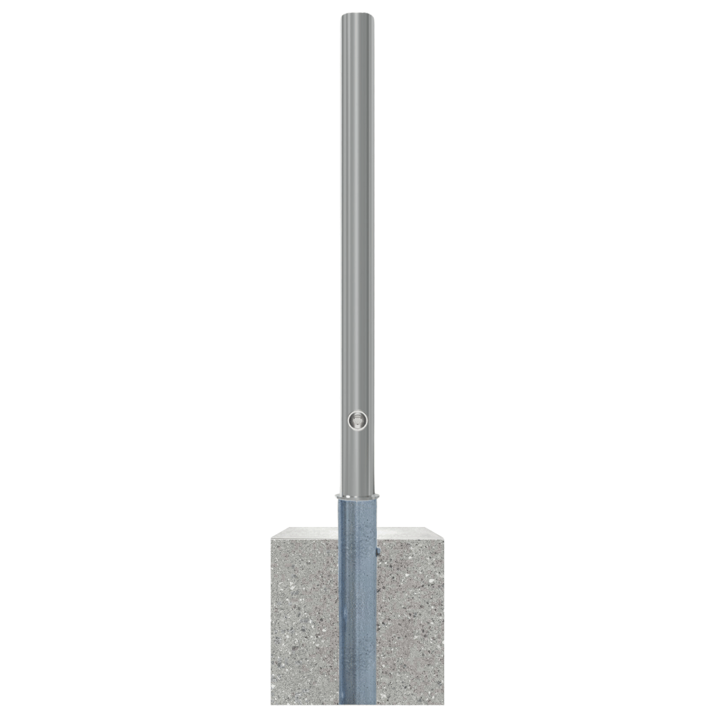 Uitneembare RVS afzetpaal Ø60 mm met betonvoet | Met slot opties