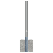 Uitneembare RVS afzetpaal Ø60 mm met betonvoet en driekantslot.