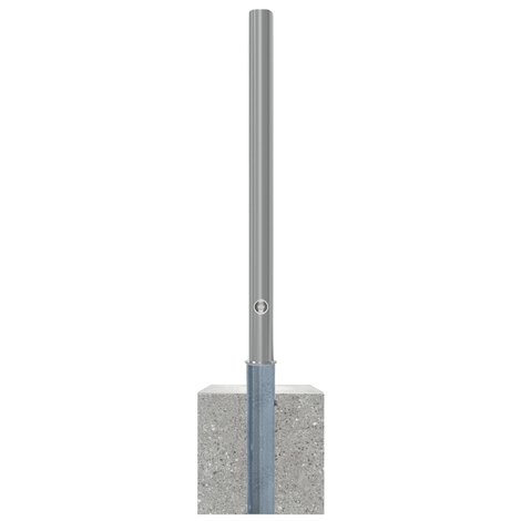 Uitneembare RVS afzetpaal Ø60 mm met betonvoet en driekantslot.
