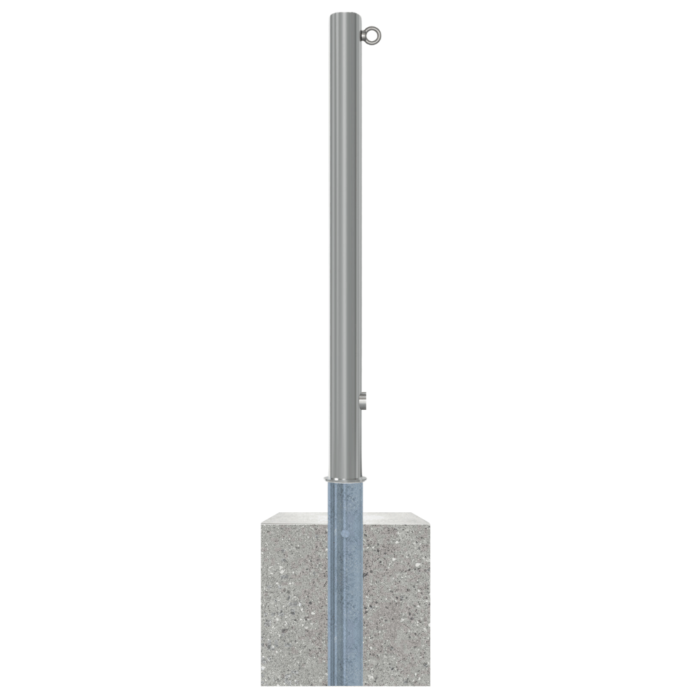 Uitneembare RVS afzetpaal Ø60 mm met betonvoet | Met slot opties