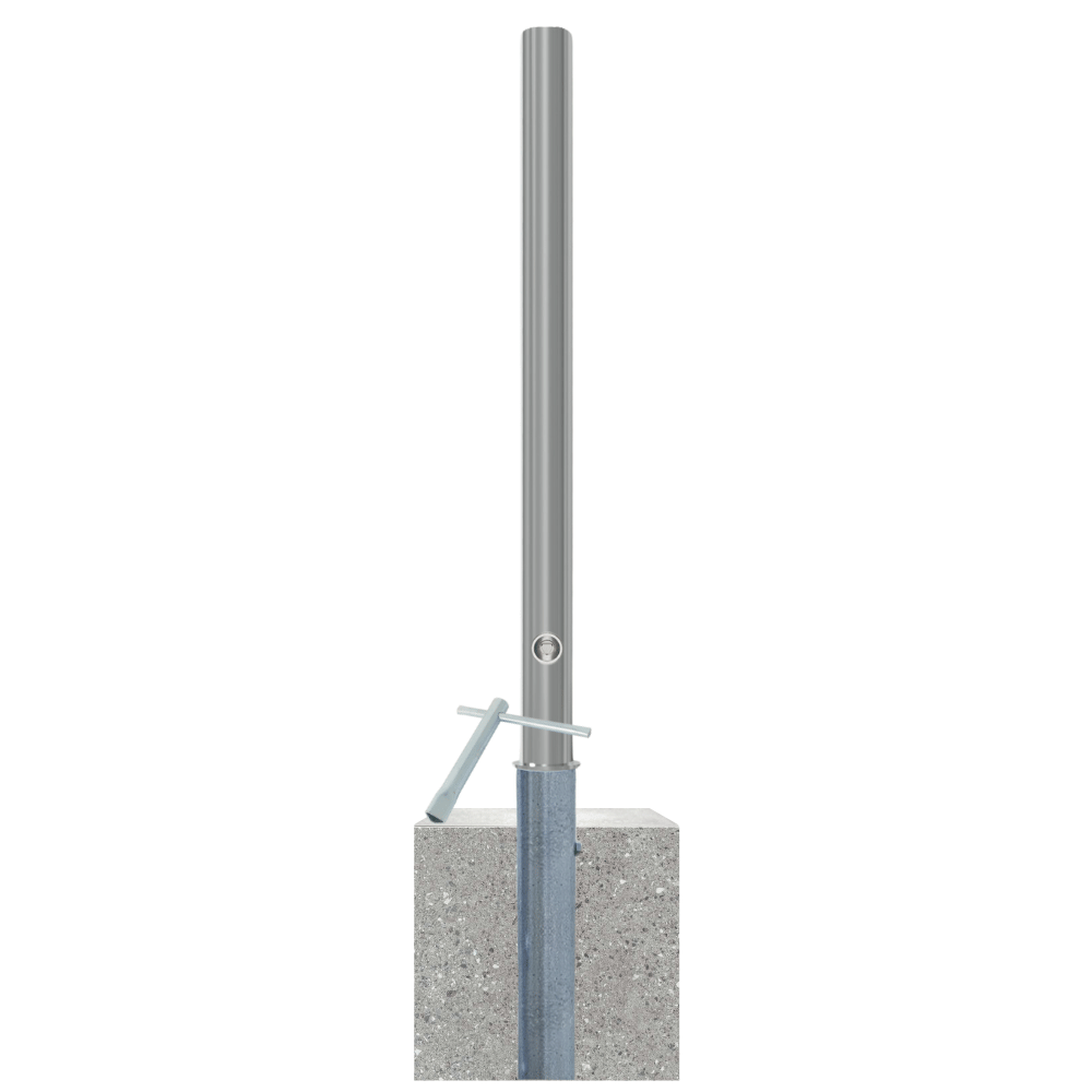Uitneembare RVS afzetpaal Ø60 mm met betonvoet | Met slot opties