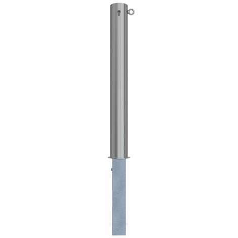 RVS uitneembare parkeerpaal, Ø102x900mm, met cilinderslot en 1 kettingoog.