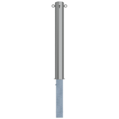 RVS uitneembare parkeerpaal, Ø102x900mm, met cilinderslot en 2 kettingogen.