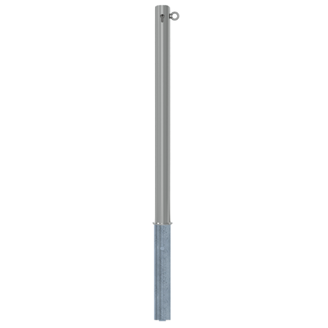 RVS uitneembare parkeerpaal, Ø60x900mm, met cilinderslot en één kettingoog.