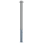 RVS uitneembare parkeerpaal, Ø76 x 900 mm, met cilinderslot en 2 kettingogen.