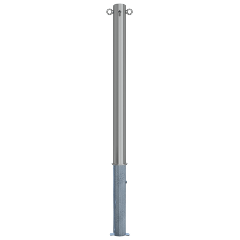 RVS uitneembare parkeerpaal, Ø76 x 900 mm, met cilinderslot en 2 kettingogen.