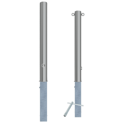 Uitneembare parkeerpaal RVS | Ø89 x 900 mm | Met slot opties