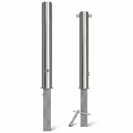 Uitneembare RVS afzetpaal Ø102 x 900 mm met driekant- of cilinderslot