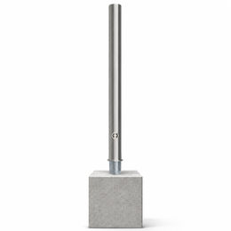 RVS afzetpaal met betonvoet Ø76 mm uitneembaar met slot