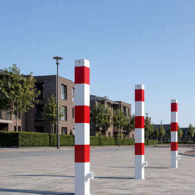 Uitneembare parkeerpaal wit rood voor parkeerbeheer in de wijk