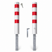 Uitneembare rampaal 152 mm wit-rood met driekantslot of cilinderslot