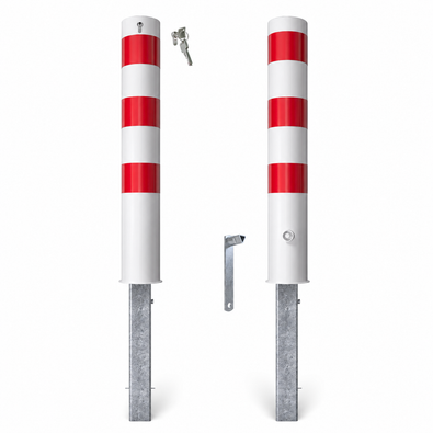 Uitneembare rampaal 152 mm wit-rood met driekantslot of cilinderslot
