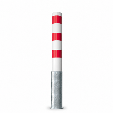 Wit-rode uitneembare rampaal Ø152 mm met zilverkleurige basis.