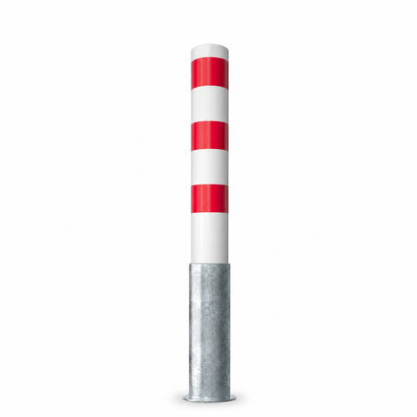 Wit-rode uitneembare rampaal Ø152 mm met zilverkleurige basis.