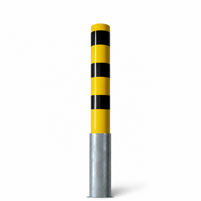 Rampaal Ø152 mm, geel-zwart gestreept, uitneembaar, met zilverkleurige voet.