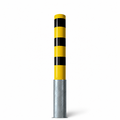 Rampaal Ø152 mm, geel-zwart gestreept, uitneembaar, met zilverkleurige voet.