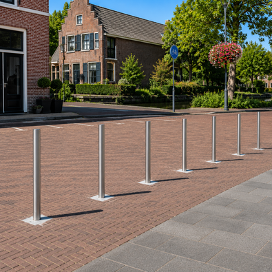 Uitneembare rvs afzetpaal 60 mm met driekantslot voor afsluiting van straat en voetpad