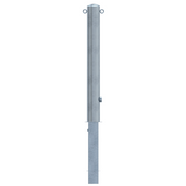 Verzinkte uitneembare afzetpaal Ø102 mm met driekantslot en 2 kettingogen.