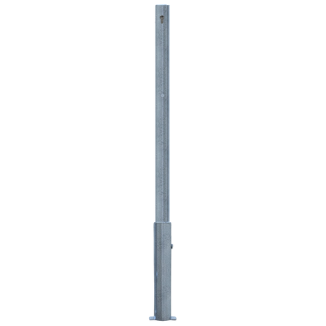 Verzinkte, uitneembare afzetpaal Ø60 mm met cilinderslot, op een witte achtergrond.