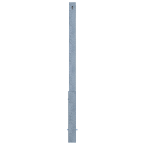 Verzinkte, uitneembare afzetpaal 70x70 mm met cilinderslot, staand op een witte achtergrond.