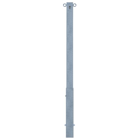 Verzinkte, uitneembare afzetpaal 70x70 mm met cilinderslot en 2 kettingogen.