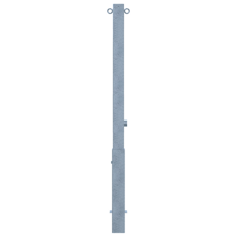 Verzinkte, uitneembare afzetpaal 70x70 mm met driekantslot en 2 kettingogen.