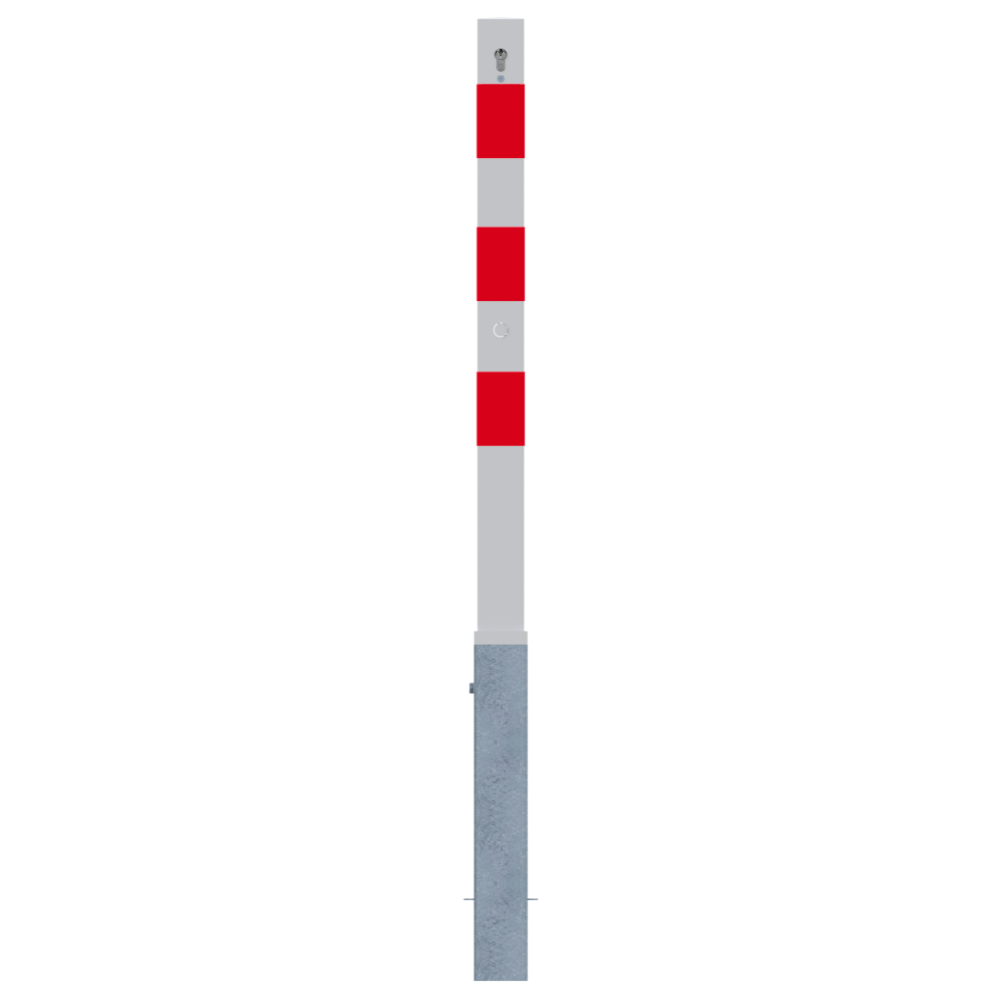 Uitneembare afzetpaal 70x70 mm | Wit-rood of verzinkt | Met slot opties