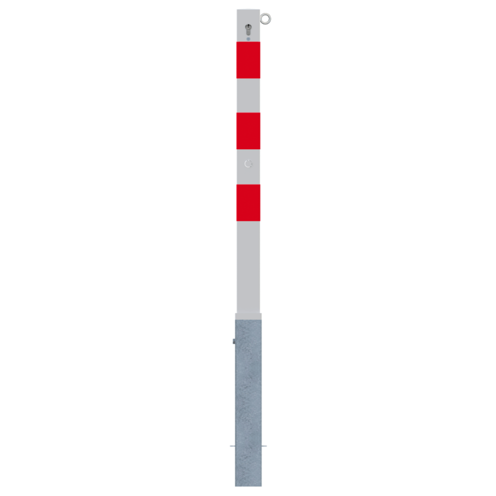 Uitneembare afzetpaal 70x70 mm | Wit-rood of verzinkt | Met slot opties