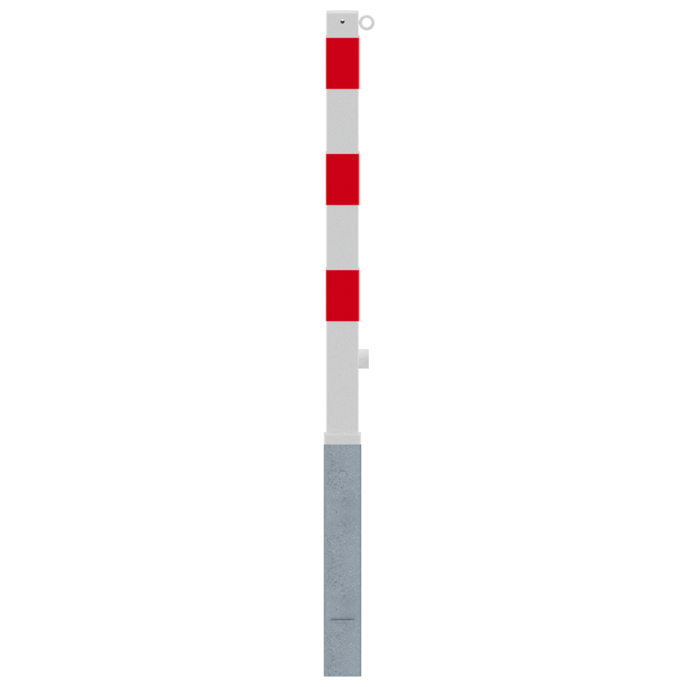 Uitneembare afzetpaal 70x70 mm | Wit-rood of verzinkt | Met slot opties