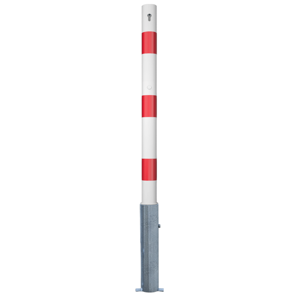 Uitneembare afzetpaal Ø76 mm | Wit-rood of verzinkt | Met slot opties