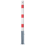 Wit-rode uitneembare afzetpaal Ø76 mm met cilinderslot.
